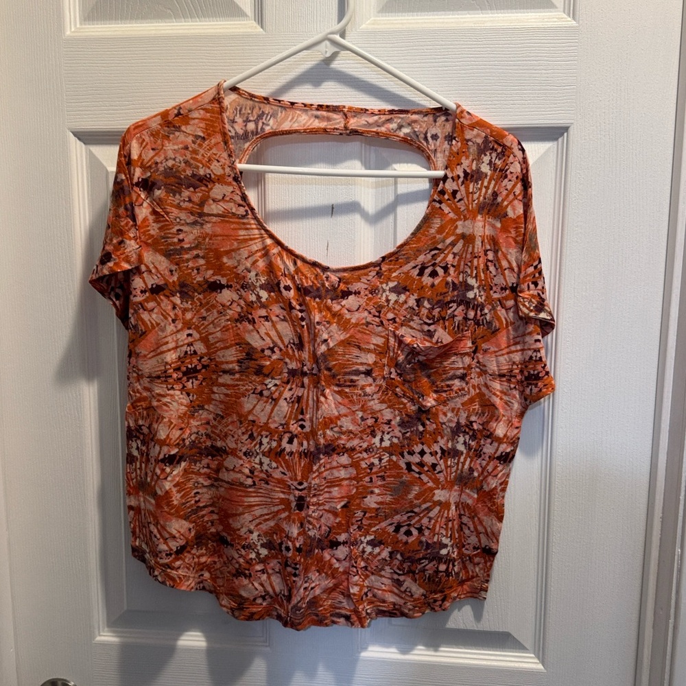 Kirra Coral and Purple Patterned Top